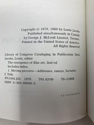 The Emergence of Film Art: The Evolution and Development of the Motion Picture As an Art, from 1900 to the Present