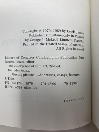 The Emergence of Film Art: The Evolution and Development of the Motion Picture As an Art, from 1900 to the Present