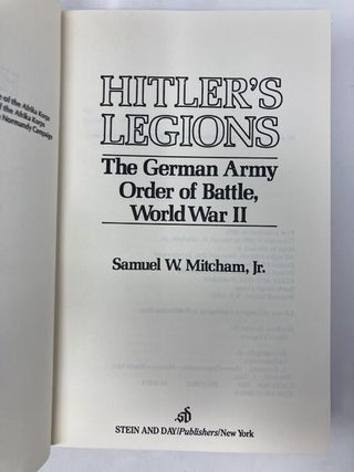 Hitler's Legions: The German Army Order Battle, World War II