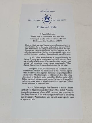 A Day of Dedication: The Essentials Writings and Speeches of Woodrow Wilson