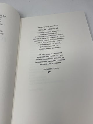 Measure For Measure (The Folio Society Letterpress Shakespeare)