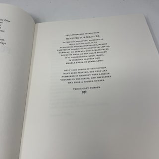 Measure For Measure (The Folio Society Letterpress Shakespeare)