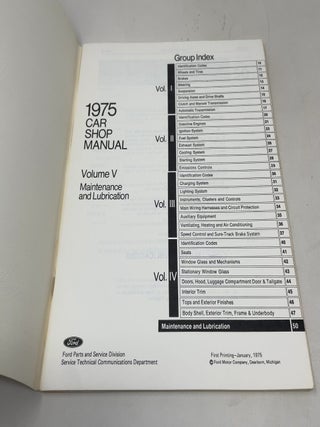 1975 Car Shop Manual: Volume 5, Pre-delivery, Maintenance & Lubrication