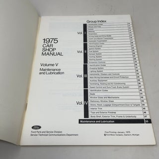 1975 Car Shop Manual: Volume 5, Pre-delivery, Maintenance & Lubrication