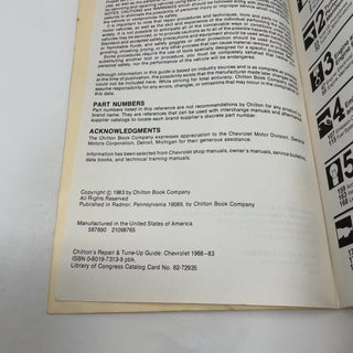 Chilton's Repair & Tune-Up Guide - Chevrolet 1968 to 1983