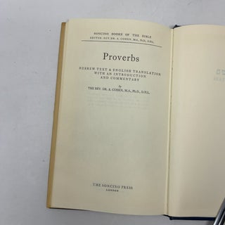 Proverbs: Hebrew Text, English Translation and Commentary