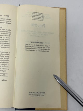 Proverbs: Hebrew Text, English Translation and Commentary
