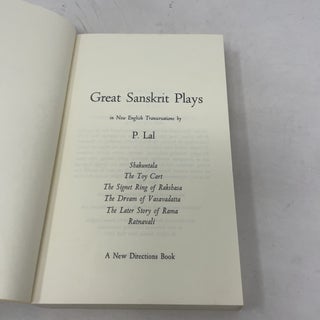Great Sanskrit Plays in Modern Translation