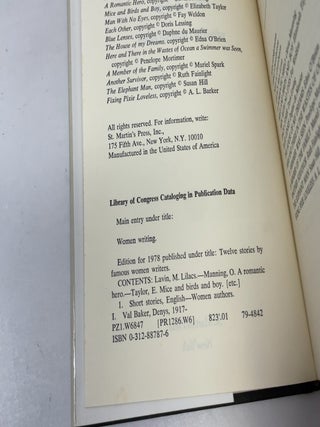 Women Writing. An Anthology - 1st Edition/1st Printing